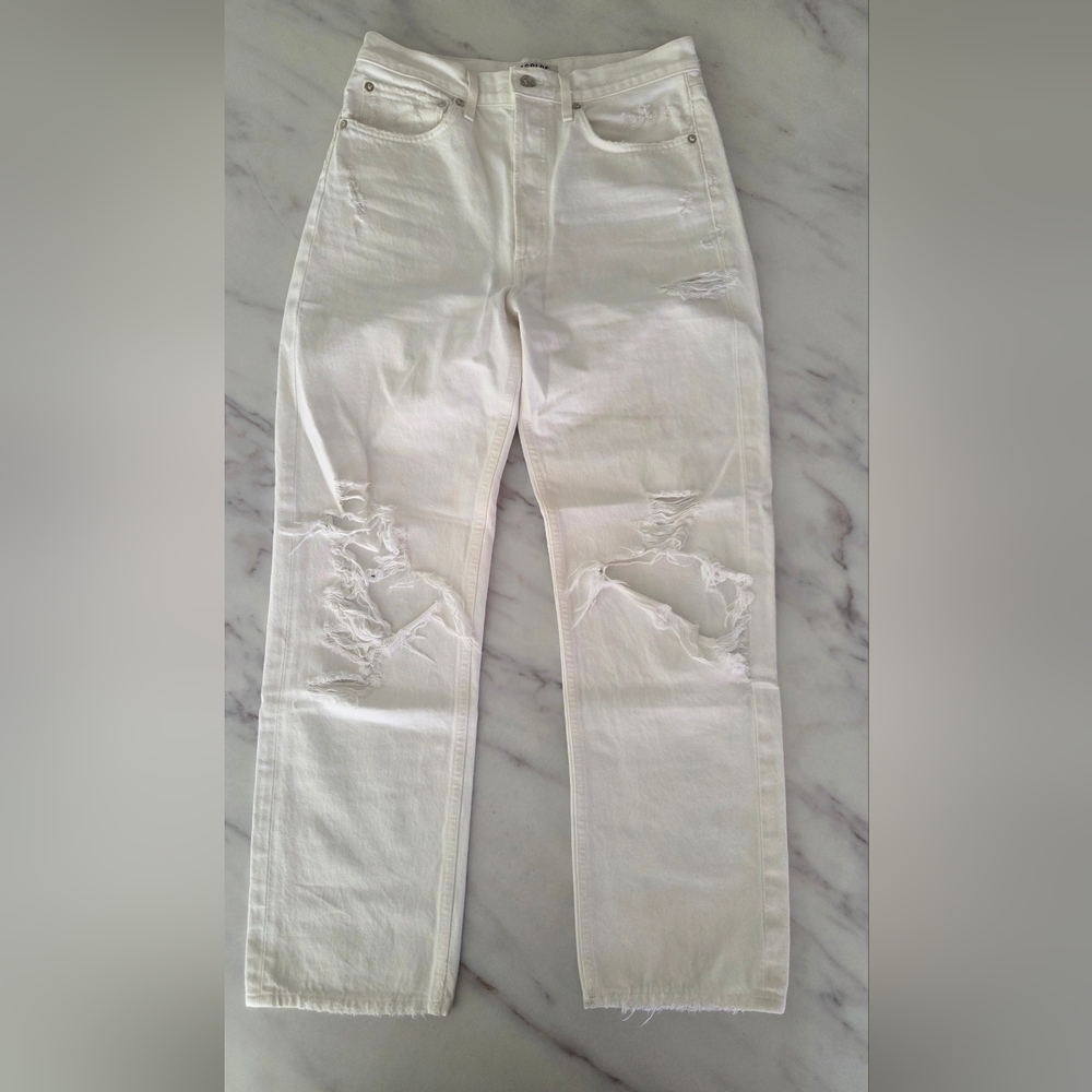 Agolde 90's Mid Rise Loose Fit Cropped Jeans White‎ - Picture 6 of 11